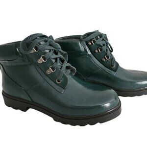 Woodstock Green Rubber Rain Boots Steel Shank Size 10